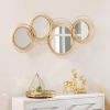 HOMCOM Metal Wall Art Modern Mirror Decor Home Hanging Wall Sculptures for Living Room Bedroom Dining Room Gold