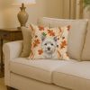 Westie Heirloom Fall Throw Pillow Decorative Indoor Outdoor Accent Cushion for Couch, Bed or Patio, 14Hx14W