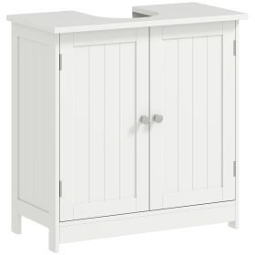 Under Sink Bathroom Cabinet, Pedestal Sink Storage Cabinet with 2 Doors, Shelf and U-Shape, White