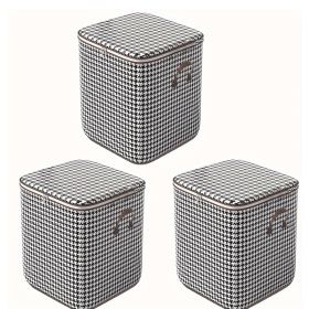 3pcs Set,140L,Stylish Foldable Zippered Storage Bags, Travel Organizer,Large Capacity, Portable, Moisture-Proof Non-Woven Fabric Solution, Houndstooth