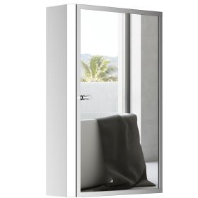 Bathroom Mirrored Cabinet, Vertical 16" x 24" Stainless Steel Frame Medicine Cabinet, Wall-Mounted Storage Organizer with Single Door​