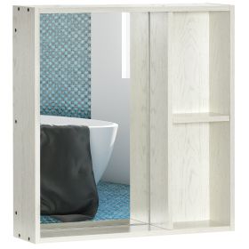 24.75" x 25.5" Bathroom Medicine Cabinet with Mirror, Storage Shelf, Over Toilet Bathroom Cabinet Wall Mounted for Living Room and Laundry Room, Whit
