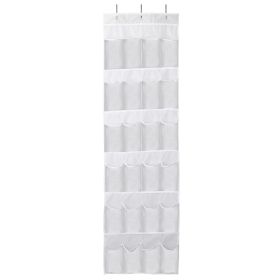 Over The Door Shoes Rack 24-Pocket Crystal Clear Organizer 6-Layer Hanging Storage Shelf For Shoes Slippers Small Toys Closet Cabinet