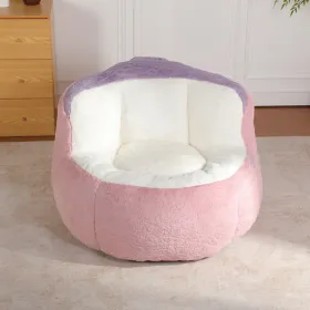 Oversized Bean Bag Chairs,Multicolor Faux Fur Couch Filled With Shredded Sponge,Large Lounger Sofa For Living Room,No Assembly Required , Pink+White+P