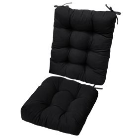 2Pcs Waterproof Rocking Chair Cushion Upper And Lower Back And Seat Sets With Non-Slip Ties Oxford Cloth Surface Polyester Filling Comfortable For Ind