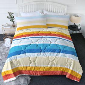 3pcs Soft And Comfortable Bedding Comforter Set Items With Rainbow Stripes, Including One Comforter Set And Two Pillowcases, Suitable For All Seasons
