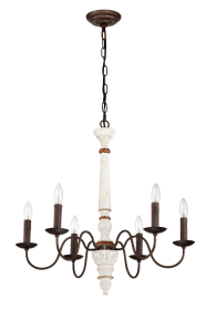 Retro White And Rust Color Chandelier With Light Fixture 6 Light E12 NO Include Bulb Pendant Light Fixtures For Dining Room, Lobby, Kitchen, Bedroom, (Option: Retro White)