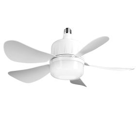 1Pc Socket Fan Light 12W Ceiling Fan With Lights Dimmable LED Ceiling Fan With 3 Fan Speed Stepless Brightness And Color Temperature Smart Timer Remot (Option: White)