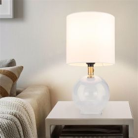 Small Table Lamp For Bedroom Glass Bedside Lamps For Nightstand, Minimalist Night Stand Light Desk Lamp With Cylindric Fabric Shade (Option: W13489604)