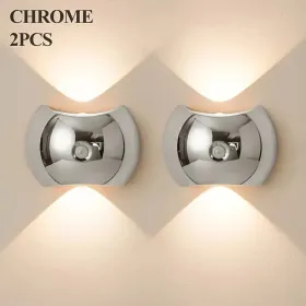LED Modern Indoor Wall Light With Motion Sensor 3 Color Modes 2700K/4500K/6500K USB Rechargeable Magnetic Portable Wall Sconce For Living Room Bedroom (Option: Silver2PCS)