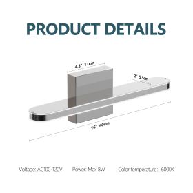 LED Bathroom Vanity Light Bar Dimmable Bathroom Light Fixtures Modern Over Mirror Lighting Fixture 16Inch BathWall LIght 8W Wall Sconce Lighting For B (Option: 16inch 8W)