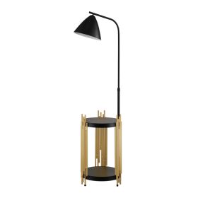 Luxury Shelves Floor Lamp For Living Room With Metal Lampshade, Standing Lamp Tall Industrial Floor Lamp Reading For Bedroom, Office E26 No Included B (Option: Matte Black)