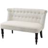Scandinavian 2 Seater Button Tufted Loveseat Wooden Legs