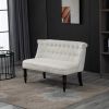 Scandinavian 2 Seater Button Tufted Loveseat Wooden Legs