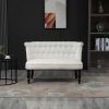 Scandinavian 2 Seater Button Tufted Loveseat Wooden Legs
