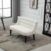 Scandinavian 2 Seater Button Tufted Loveseat Wooden Legs