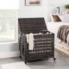 PP Rattan 3-Basket Laundry Hamper Sorter Cart with Removable Cotton Bags