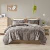 Grey Soft Sherpa Faux Fur 3-Piece Comforter Set with Pillow Shams