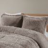 Grey Soft Sherpa Faux Fur 3-Piece Comforter Set with Pillow Shams