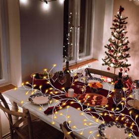 1Pc 7.87FT Lighted Birch Garland Lighted Twig Vine Lights 144LED Birch Garland With Lights String Light With Timer 8 Modes IP45 Waterproof For Christm (Option: Warm White)