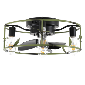 Built-in Ceiling Fan With Light And Remote Control Unavailable Platform- Temu (Option: Green)