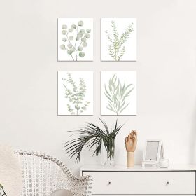 4PCS 8X10in,Botanical Plant Canvas Wall Art, Framed Boho Wall Decor For Bathroom, Minimalist Aesthetic Bedroom Wall Art (Option: 8X10)
