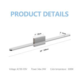 Modern LED Vanity Lights For Bathroom 39IN 24W Daylight White Chrome Light Fixtures Bathroom Lights Over Mirror Vanity Lighting Fixtures Vanity Light (Option: 39IN 24W)