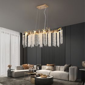 39-inch Modern Golden Pendant Light With Cascading Crystal Strands, Ideal For Living Room, Dining Room And Foyer, High-End Decorative Lighting Fixture (Option: Gold)